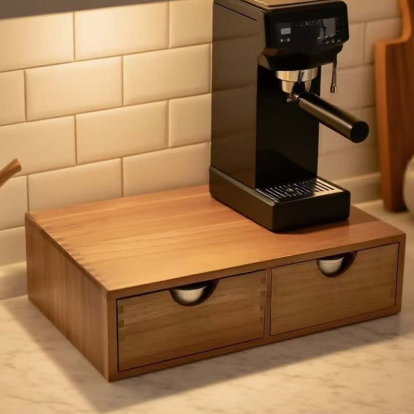 Coffee Equipment Bag - Minimalist solid wood coffee machine base