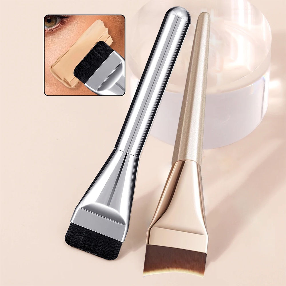 Group Head Brush - 2PCS Ultra-thin One-line Foundation Brush Crescent-shaped