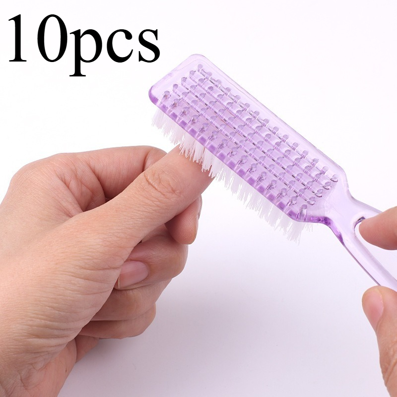 Group Head Brush - 10pcs Long-handled nail care tools: square-head