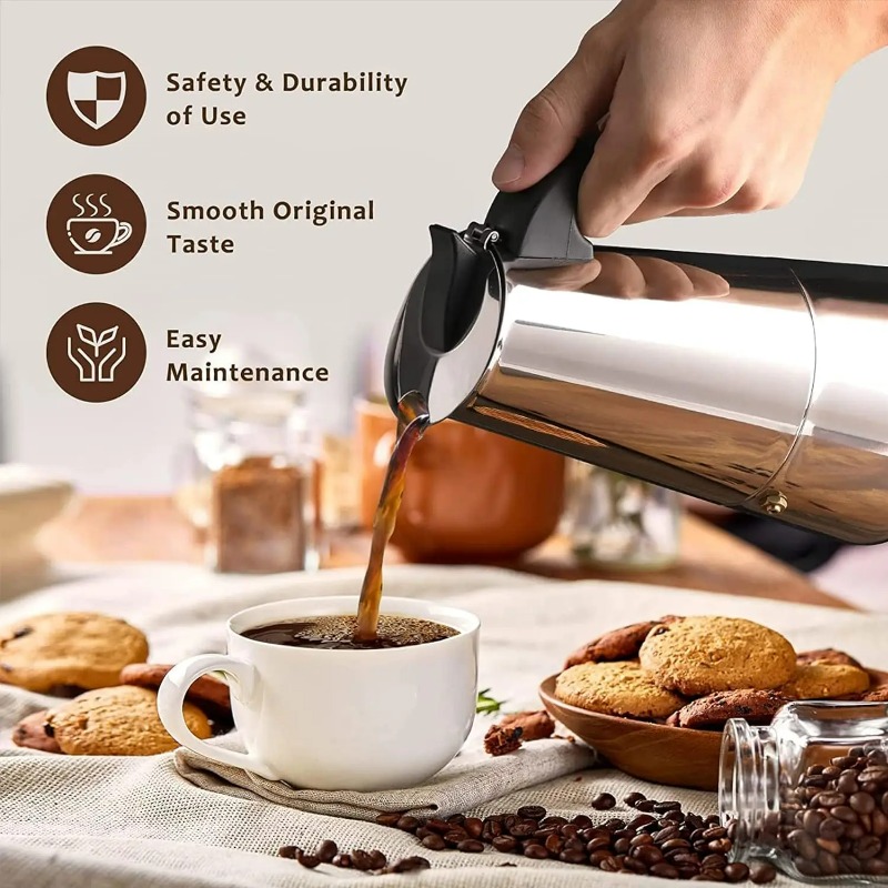 6 Cup Mocha Pot Stainless Stee - Hero Coffee Equipment review and price