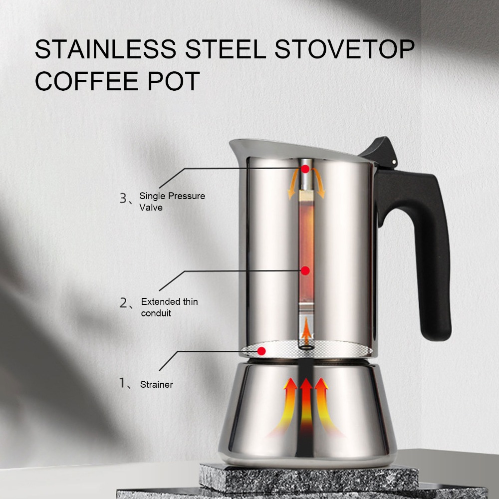 Stainless Steel Moka Pot Large - Hero Coffee Equipment review and price