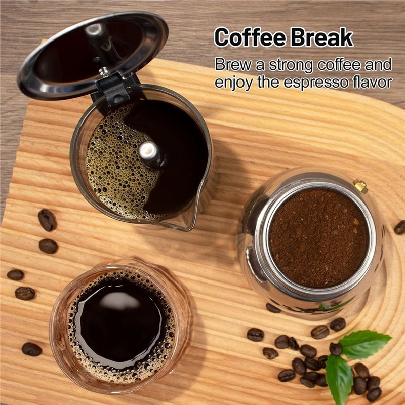 ABUI-Clear Glass 4 Cup Moka Po - Hero Coffee Equipment review and price