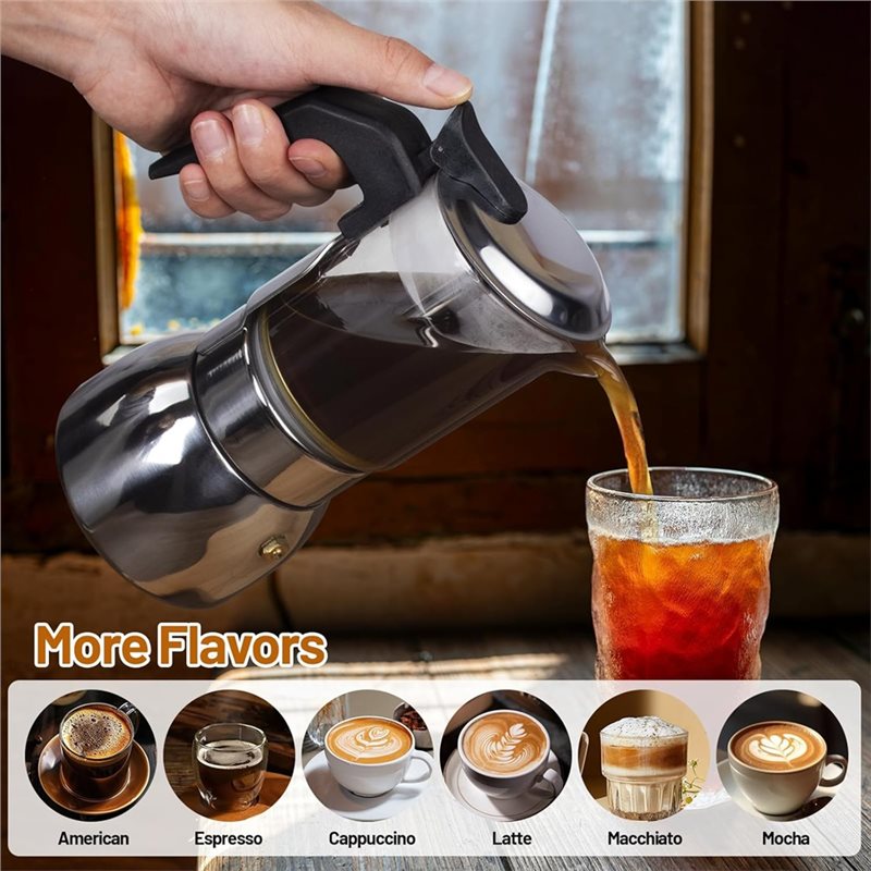 ABUI-Clear Glass 4 Cup Moka Po - Hero Coffee Equipment review and price